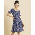 thumbnail image 2 of MoomayaWomens PrintedSquare Neck Summer Dress,Short PuffedSleeves Tiered Cotton Dress, 2 of 8