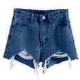 thumbnail image 5 of Wuphunn Womens Jean Shorts Womens Running Shorts Biker Shorts Women Tummy Control Stretchy Jean Shorts for Women Pull on Jeans for Women Dressy Shorts Dark Blue XXXXXL, 5 of 7