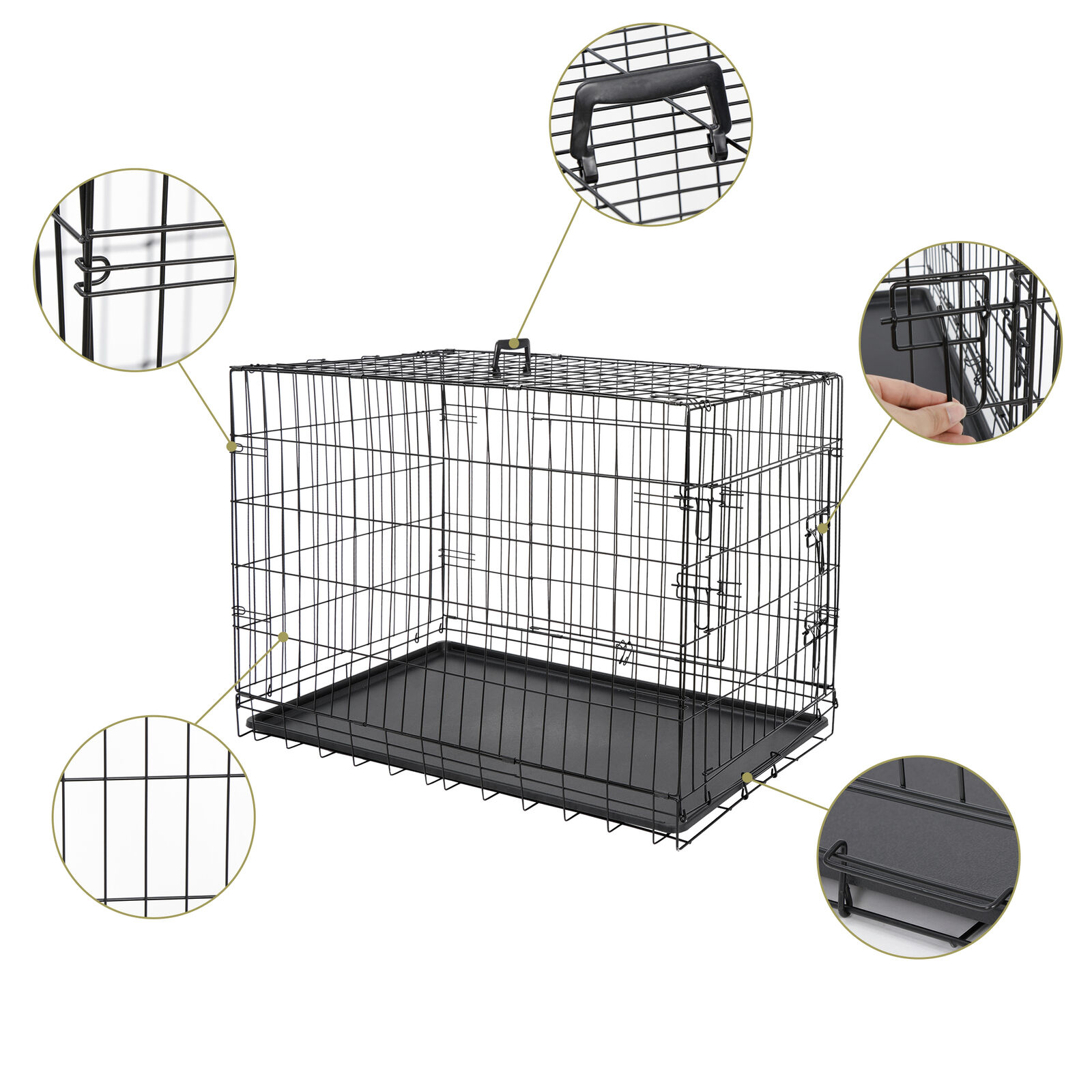 ZenStyle 36" Folding Metal Dog Crate with 2 Doors photo 6