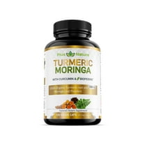 120 Capsules of USDA Organic Turmeric Root Powder and USDA Organic Moringa Leaf Powder with Curcumin and Bioperine, 1100mg per Serving in Veggie Capsules