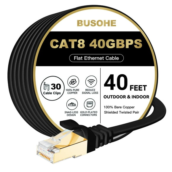 Cable Ethernet BUSOHE Cat 8 40 m 40 Gbps 2000 MHz negro