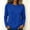 Blue, variant on Women Crew Neck Long Sleeve Cotton Top Solid Color Casual Basic Tee for Daily Wear