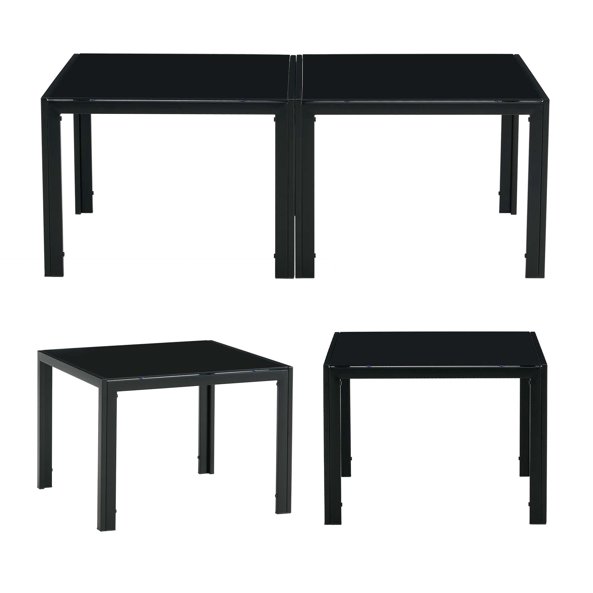 Aukfa Modern Coffee Table Set of 2, End Table Side Tables for Living Room Bedroom Yard, Black