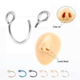thumbnail image 3 of 5pcs stylish and simple fake nose ring hoop fish hook stainless steel nose nail, 3 of 6