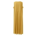 thumbnail image 4 of DHFJKG Womens Summer Dress Boho Retro Solid Color Round Neck With Pockets Long Dress Beach Vacation Clothes Comfortable Dresses, 4 of 6