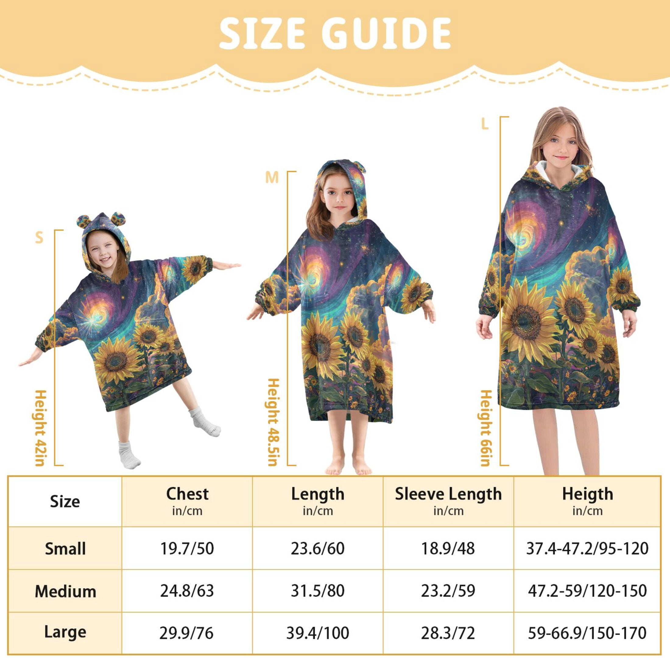 YAZAOO Kids Wearable Blanket Hoodie Warm and Cozy Galactic Sunflower Symphony Flannel Sweatshirt