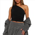 thumbnail image 1 of Tops de Mujer para Salir, Verano, , Top Corto, Camisetas Y2K, Corsé, Ropa de Entrenamiento de Moda 2025 Negro L, 1 of 10
