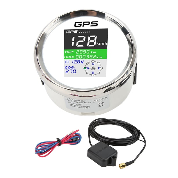 Velocímetro GPS de 85 mm Km/h Nudo MPH DC9-32V Pantalla TFT IP67 Medidor de velocidad a prueba de agua Universal para automóviles Motocicletas Barcos Esfera blanca Cubierta plateada Jadeshay A