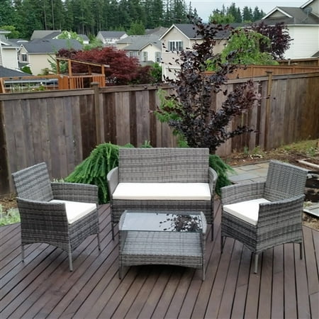 ALEKO Caprera Set Rattan Wicker Furniture 4-Piece Indoor ...