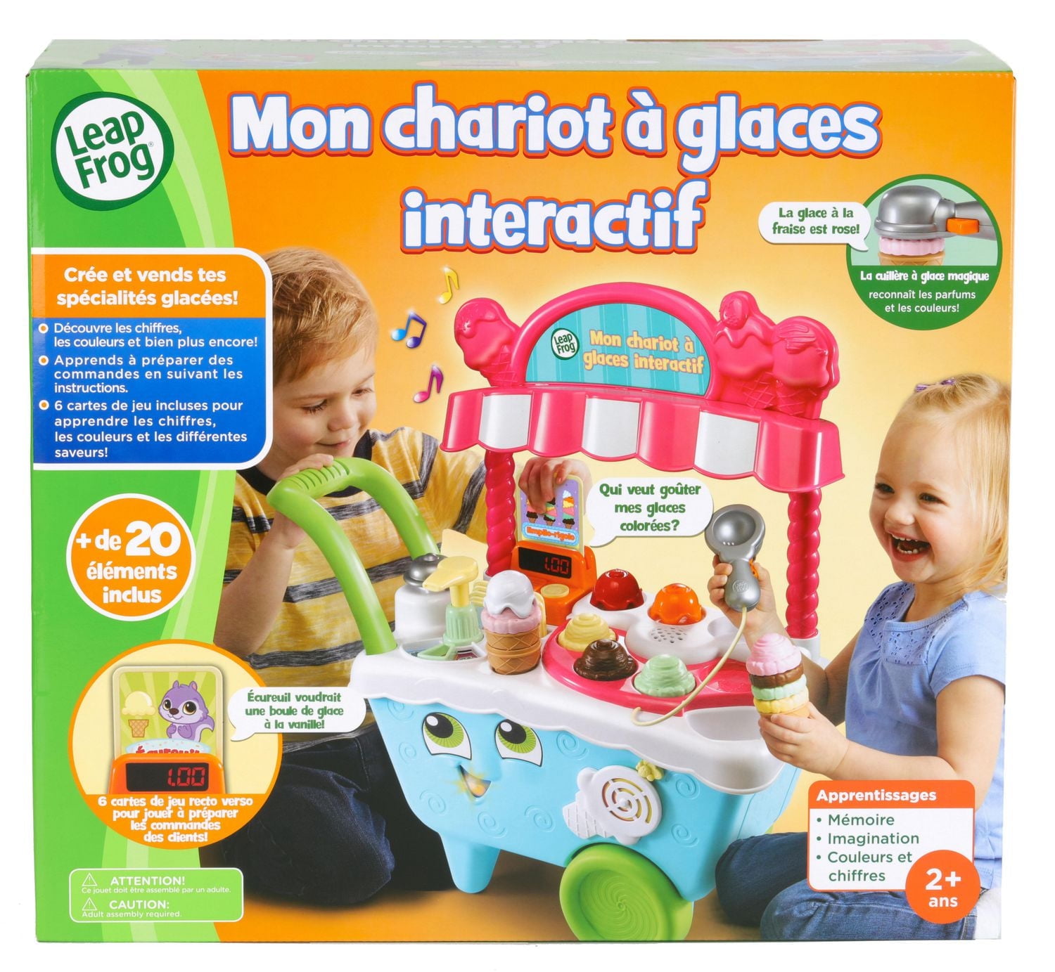 LeapFrog Mon chariot à glaces interactif avec accessoires, jouets pour tout-petits - Version française 2 ans et plus