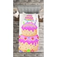 thumbnail image 3 of Ambesonne Birthday Party Quilted Bedspread Set 2 Pcs, Candles and Candies, Twin Size, Pale Pink, 3 of 3