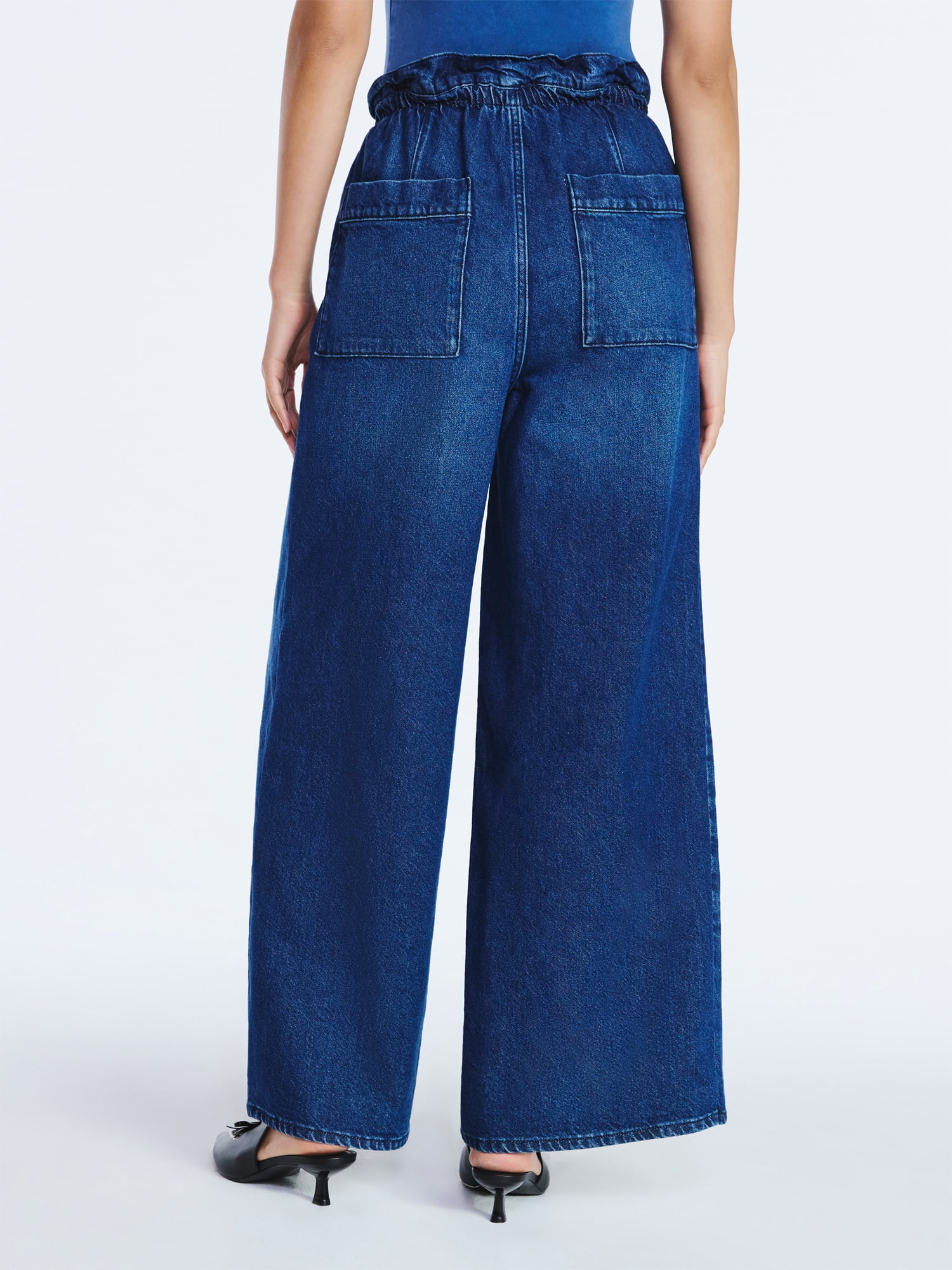 Scoop Women's Paperbag Waist Wide Leg Cotton Pants, Regular, Short and Long Inseams, Sizes XS-XXL