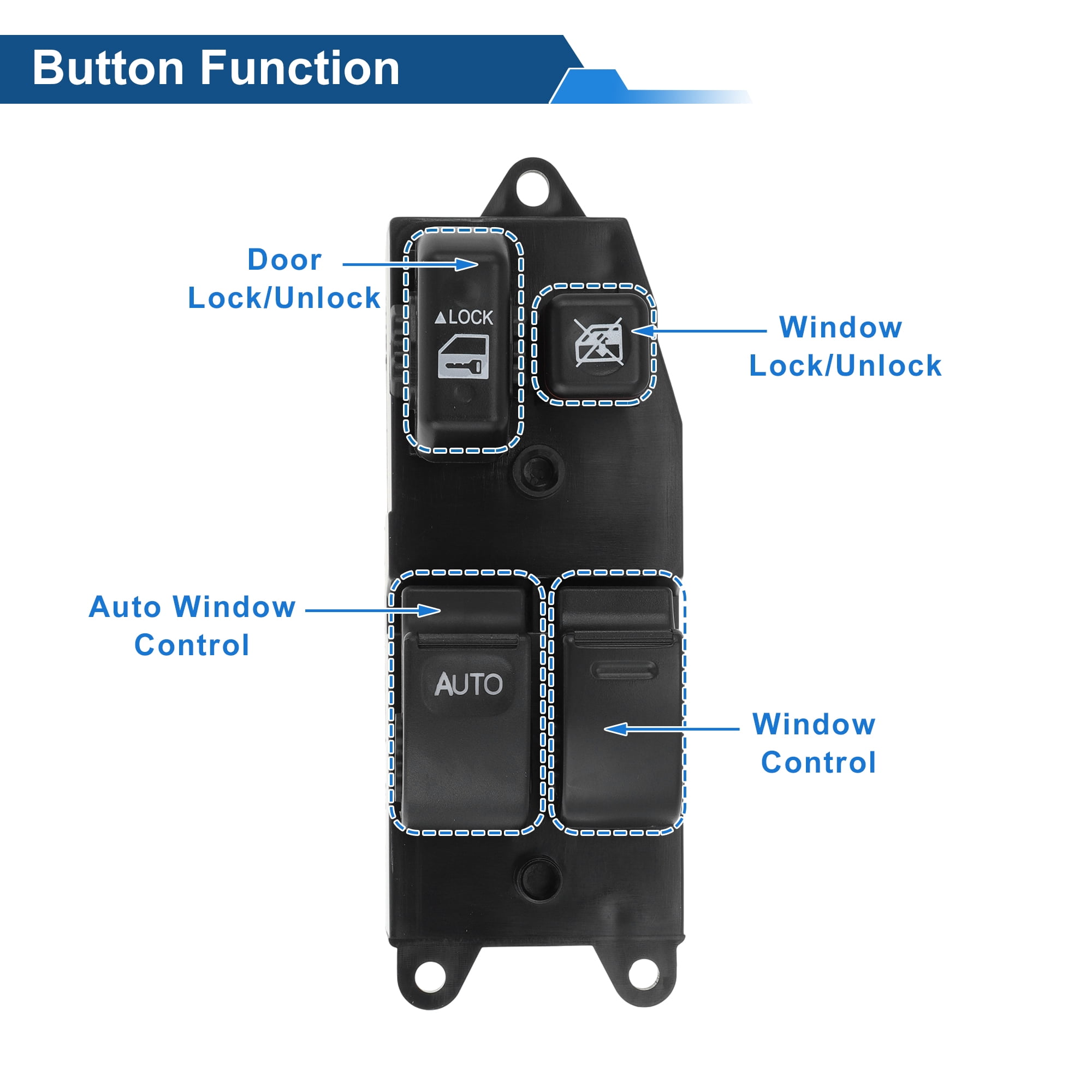 Unique Bargains Power Window Switch for Toyota Tundra 2000-2004 No.8482060190 Black