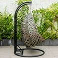 thumbnail image 4 of LeisureMod 2 Person Wicker Egg Chair Outdoor Indoor Bedroom Patio Hanging Lounge Swing Hammock Chairs with Black Stand and UV Resistant Cushions (Brown), 4 of 8