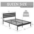 Platform Queen Bed Frame with Rustic Vintage Wood Headboard and