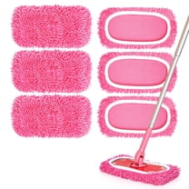 TidyBliss Reusable Microfiber Mop Pads 6 Pack Compatible with Sweeper (Pink)
