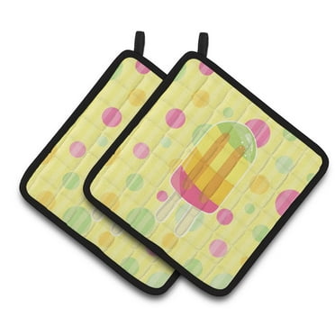 Caroline's Treasures Ice Pop Popcicle Polkadots Pair of Pot Holders