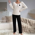 thumbnail image 5 of Blmnix Petite Pajamas Pajama Pants Cute Pajama Sleepwear Sets Pjs Long Sleeve Full Boat Neck Black Valentines Day Pjs,S, 5 of 8