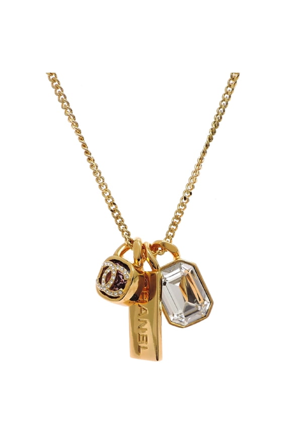 Pre-Owned Chanel Coco Mark Metal Strass Rhinestone Necklace for Men and Women, AB5719... (Good)