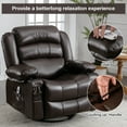 thumbnail image 6 of Manual Rocker Recliners, 360° Swivel Recliner Chair for Living Room, PU Leather Swivel Rocker Recliner with Massage and Heat, Home Theater Rocking Recliner with Cup Holder, Brown, 6 of 8