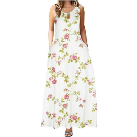 

Dresses For Women 2023 Women Dresses Long Dress For Women Women s Summer Fashion Short Sleeve Printed Camisole Suspenders Round NeckPullover Dress