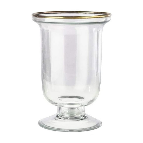 Serene Spaces Living Pedestal Vase with Gold Rim, Ideal for Weddings, Events, Home Décor, Measures 4" Diameter and 5.75" Height
