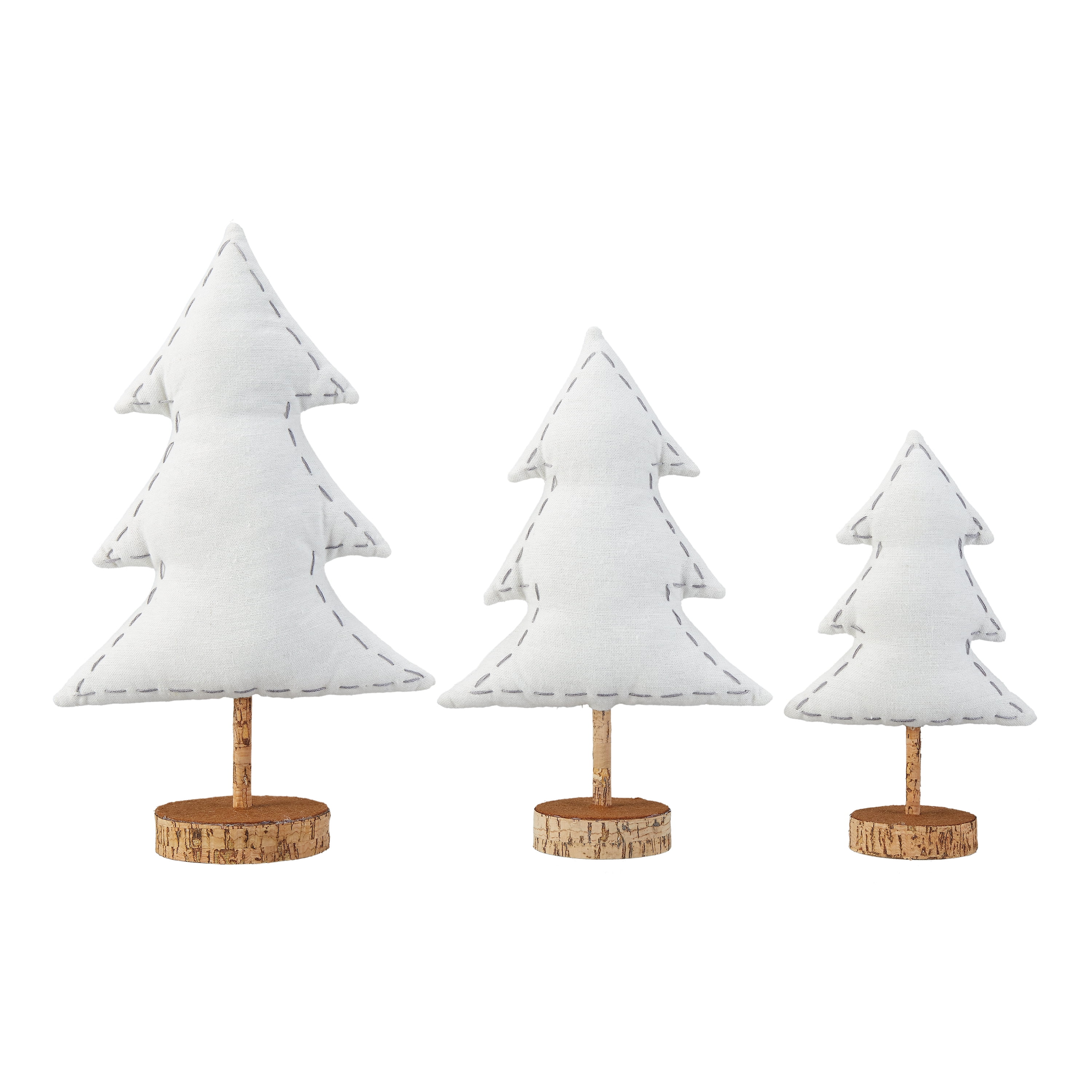 Holiday Time White Table Top Tree Christmas Decorations, Set of 3