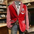 thumbnail image 2 of IWRICH Men's Mardi Gras Corduroy Printed Blazer Carnival Casual Holiday Suit Jacket Rave Party Holiday Coat with Pocket 07-Red 2XL, 2 of 5