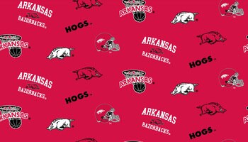 University of Arkansas Fabric Super Soft Collegiate Classic Fleece Allover Design-Sold by the Yard