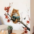 thumbnail image 5 of Cat Wall Stickers - Cute reading cat & red flower Branch with PVC Film, Peel and Stick Removable Temporary Wallpaper for Room, Semi-Matte, Easy to Apply (Irregular Cut for smooth Walls), 5 of 5