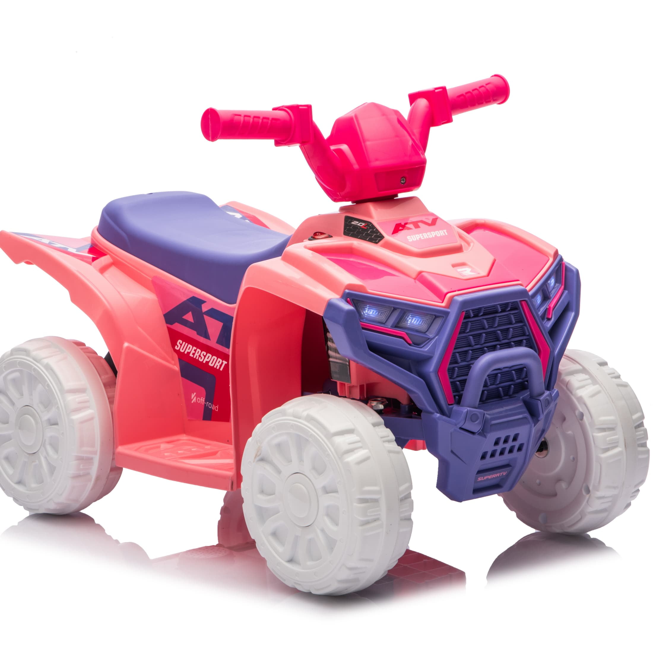 6V Carros Eléctricos Para Niños, 4-Wheeler Quad ATV Play Car w/ 2.5MPH Max Speed, iYofe Ride on Toys w/ Treaded Tires, LED Lights, Push-Button Accelerator, Big Wheels for Kids 2-6,Pink