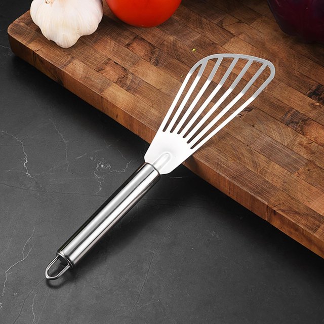 Oleegame 1 Pce Pince à Servir Compacte Petite Spatule de Cuisson en Acier Inoxydable Spatule à Steak Assiette Spatule à Œufs Rabot Pelle Dentelée Outil à Crêpes Argent