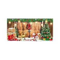 Christmas Garage Door Banner, Large Polyester Holiday Decoration for Outdoor Party, Festive Scene Setter Backdrop for Gatherings(Green-A-M)