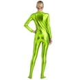 thumbnail image 4 of inlzdz Womens Shiny Metallic Long Sleeve Unitard for Gymnastics Dance Performance Grass Green XL, 4 of 7