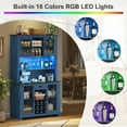 thumbnail image 3 of 70.9" Rustic Kitchen Pantry Storage Cabinet - LED Lights, Power Outlet, Wine Rack & Shelves with Doors for Dining Room,Navy Blue, 3 of 27