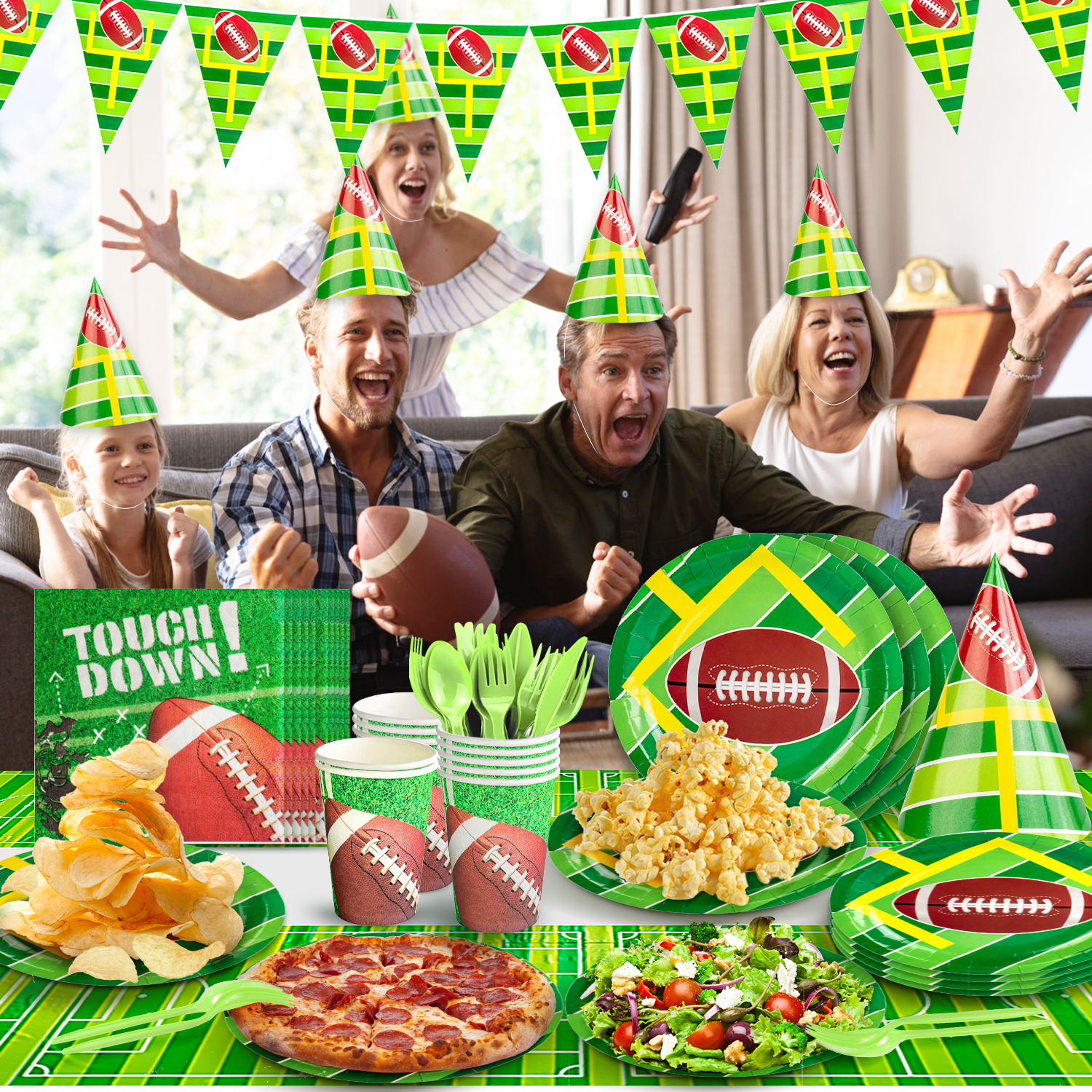 Melliful Football Themed Party Supplies Decorations Serve 10, Super Bowl  Tableware Kit for Touchdown Game Day Birthday Themed Party 