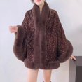 thumbnail image 2 of DHFJKG Cardigan For Women Sparkly Sequin Shawl Cape Thermal Fuzzy Lining Open Front Wrap Jackets Winter Insulated Comfort Outerwear, 2 of 3