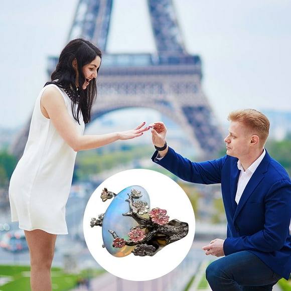 Anillos para mujer, regalos para mujer, hermoso anillo de joyería, anillo de ópalo, anillo de separación de color, regalo, tamaño 5-11, anillo de aleación