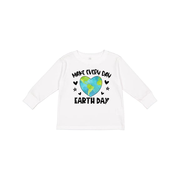Inktastic Make Every Day Earth Day with Hearts and Stars Boys or Girls Long Sleeve Toddler T-Shirt