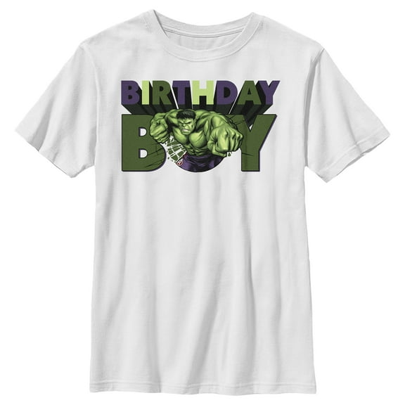 Boy's Marvel Birthday Boy Hulk  Graphic Tee White X Large