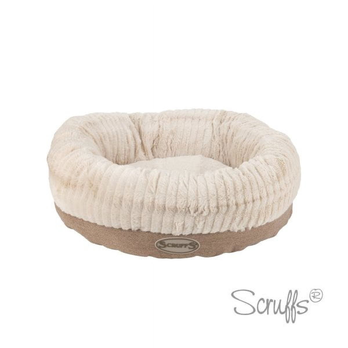 Scruffs® Ellen Donut Pet Bed, Textured Faux Fur and Tweed Design, Machine Washable with Non-Slip Base (XL) - Tan