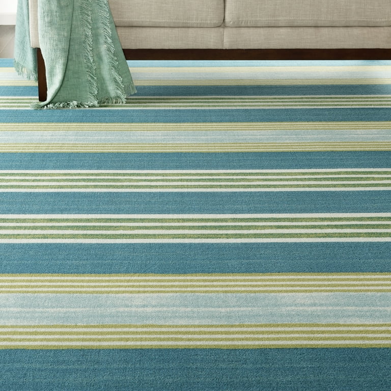 10' x 13' Blue and Gray Striped Indoor Outdoor Area Rug 10' x 13' Blue and Gray Striped Indoor Outdoor Area Rug