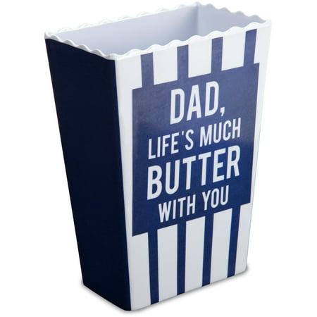 Pavilion Stripe - Pavilion - Dad, Life's Much Butter With You Blue Striped Melamine Vintage Style Popcorn Bowl