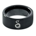 thumbnail image 2 of Tungsten Snake Serpent Slither Rattle Bite Band Ring 9mm Men Women Comfort Fit Black Flat Cut Brushed Polished, 2 of 4