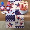 thumbnail image 3 of Patriotic Festival Celebration Table Runner,American Stripe Stars Flag Patchwork Pinwheel Decor,Linen Red White and Blue Table Runners, 3 of 5