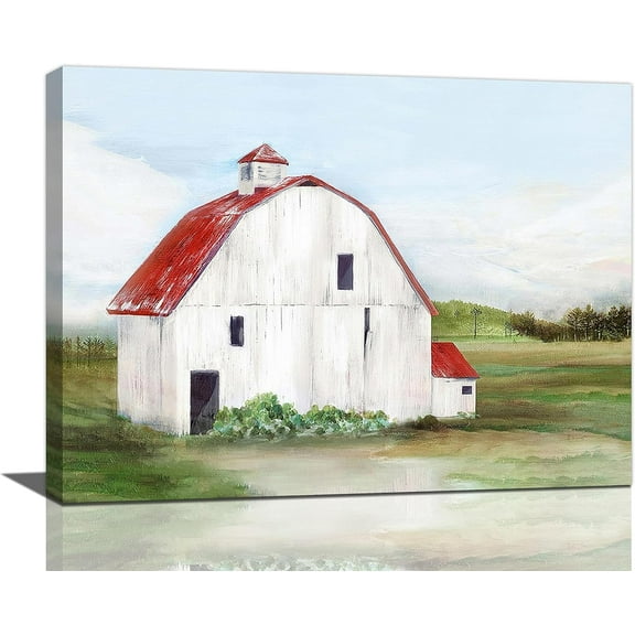 Farmhouse Barn Wall Art Farm Scenery Pictures Country Barn Canvas Prints Painting Country Decorations Framed Artwork for Living Room Bedroom,16''''x12''''