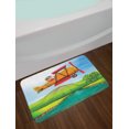 thumbnail image 2 of Cartoon Airplane Bath Mat, Girl Flying Biplane over the River Green Field with Hills and Trees, Plush Bathroom Decor Mat with Non Slip Backing, 29.5" X 17.5", Multicolor, by Ambesonne, 2 of 2