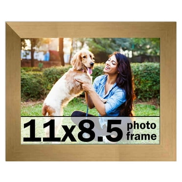 11x8.5 Frame Gold Bronze Modern Solid Wood Picture Frame | 0.75 Inch Moulding Width | Includes UV