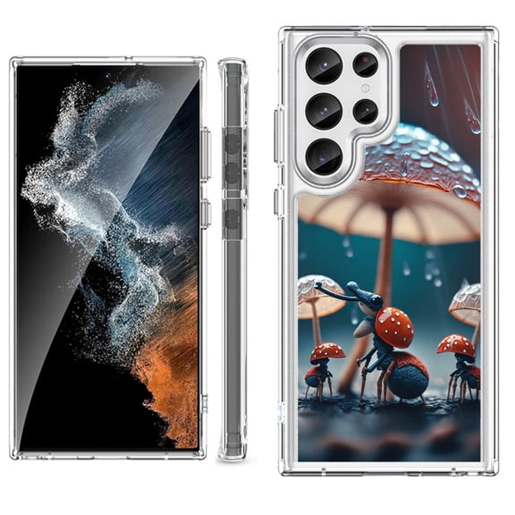 Shockproof Bumper Phone Case for Samsung Galaxy S23 Ultra 5G, by OneToughShield ® - Ant n Mushroom