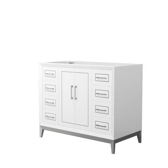 42 in. Marlena Single Bathroom Vanity, No Countertop, No Sink & Brushed Nickel Trim - White